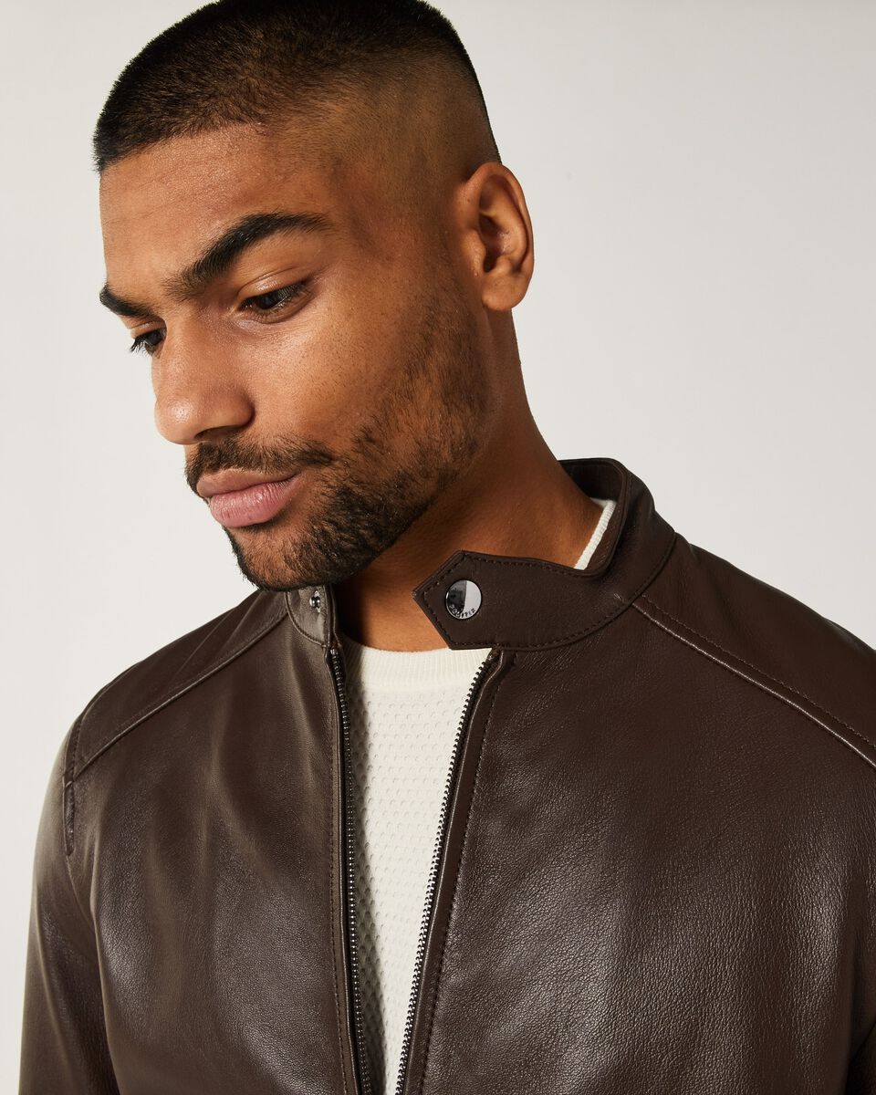 Mens Dark Cognac Leather Jacket